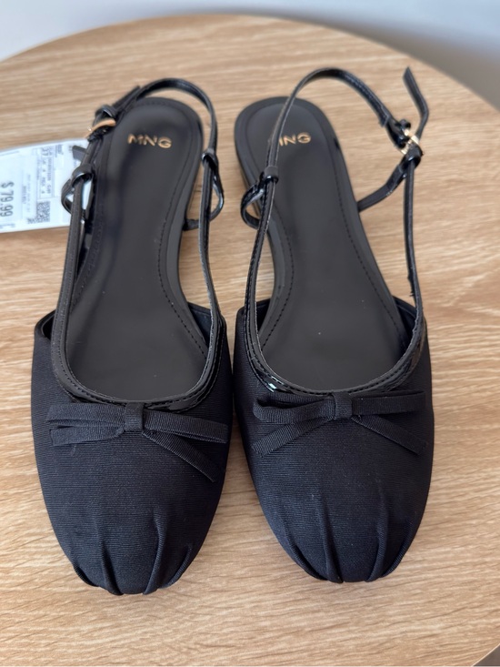 Mango Shoes - Mango black ballet flats with bow detail.